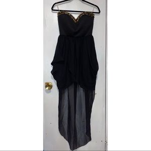 Gold studded black dress